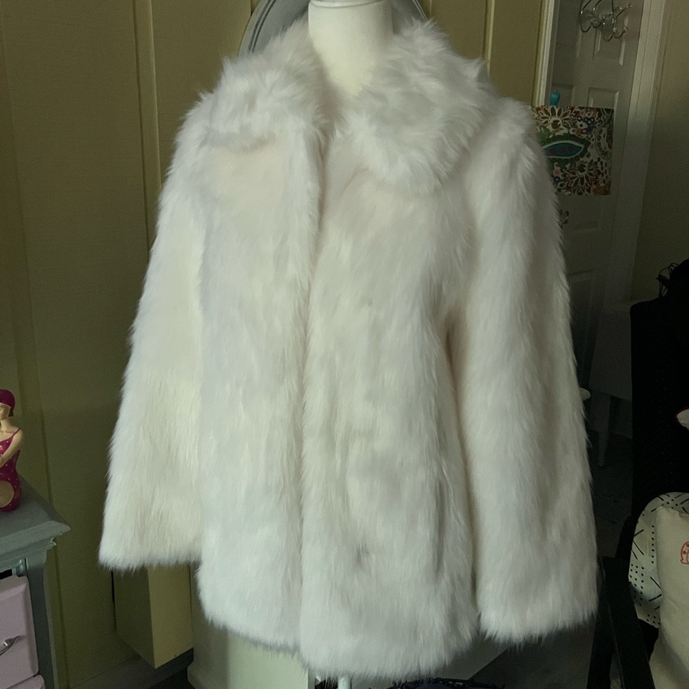 Express White Teddy Jacket nwot